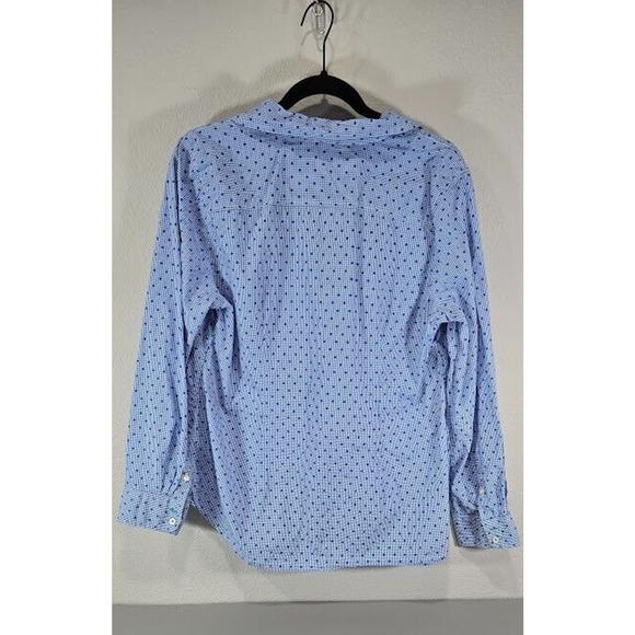 Talbots Large Shirt Top White and Blue Polka Dot Button Down Front Long Sleeve - Picture 6 of 8